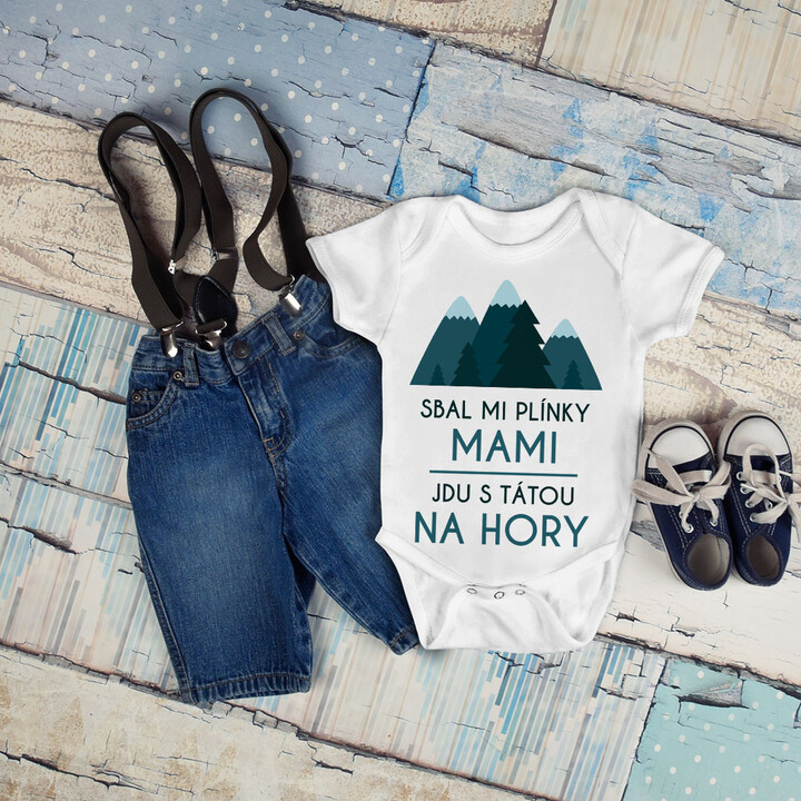 Jdu s tátou na hory - dětské body s potiskem