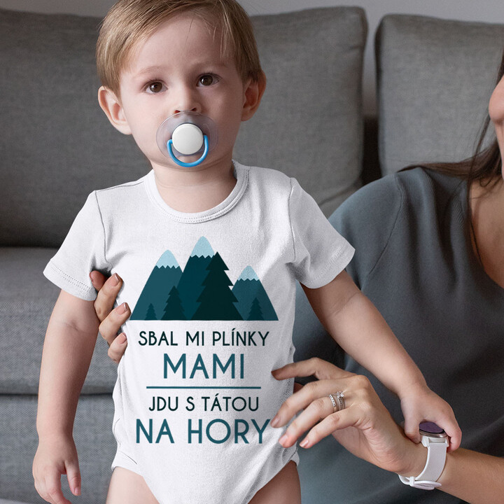 Jdu s tátou na hory - dětské body s potiskem
