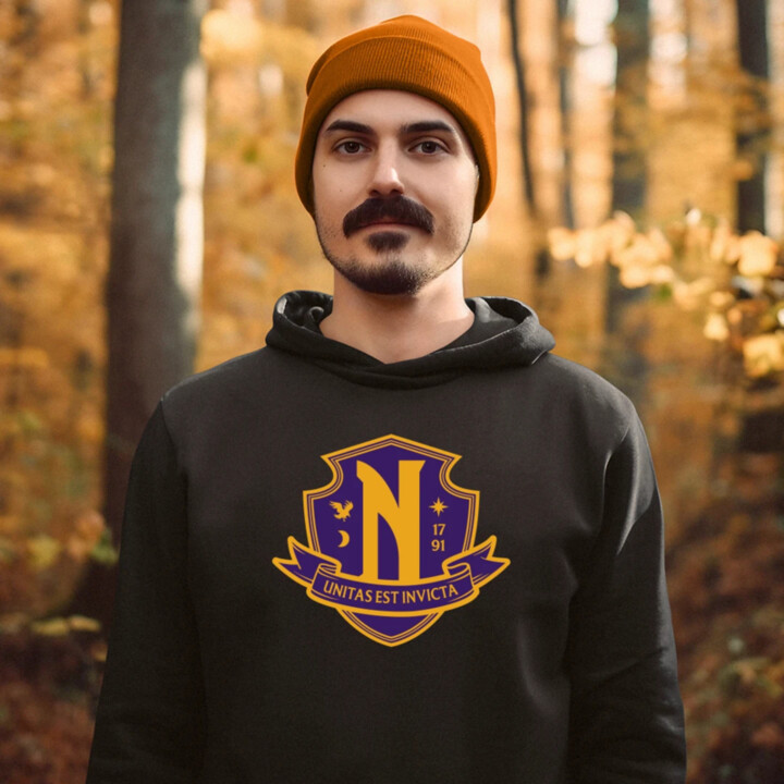 Unitas Est Invicta - Nevermore Academy - pánská mikina s potiskem