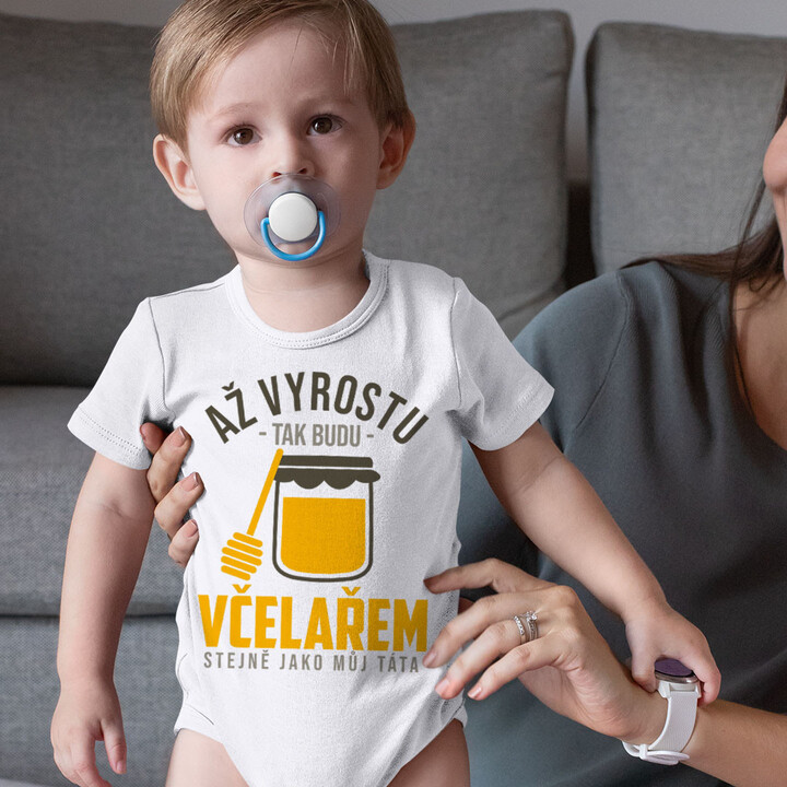 Až vyrostu, tak budu včelařem - dětské body s potiskem