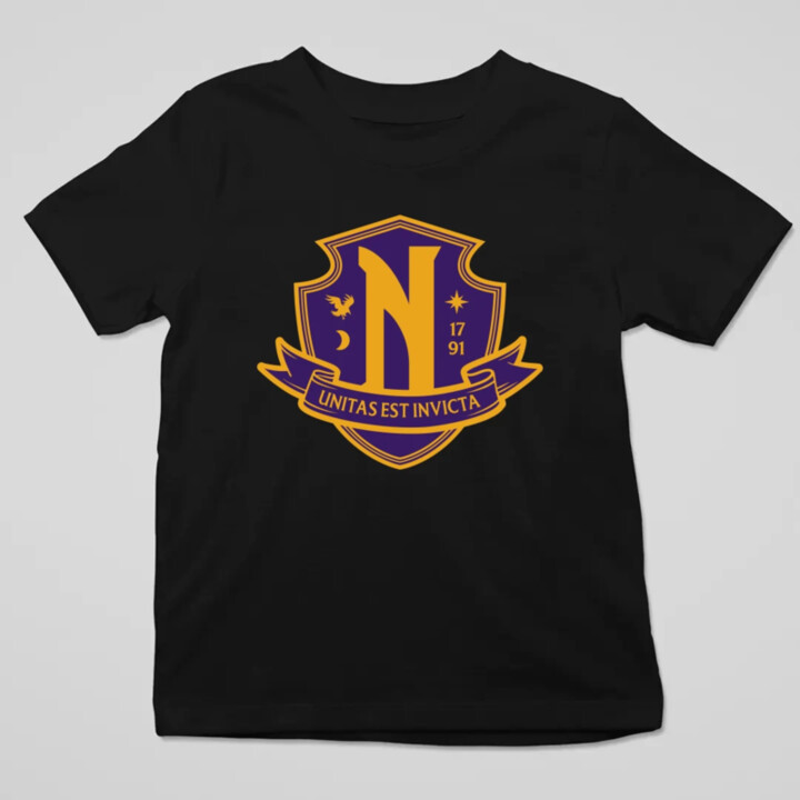 Unitas Est Invicta - Nevermore Academy - dětské tričko s potiskem