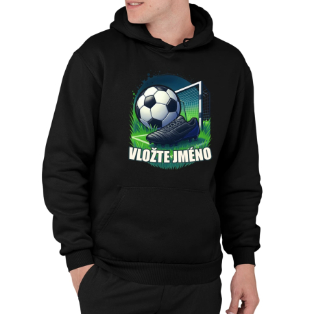 Fotbal (jméno) - míč a hřiště - pánská mikina s potiskem - personalizovaný produkt