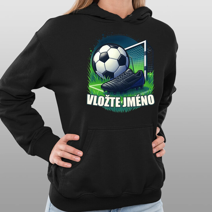 Fotbal (jméno) - míč a hřiště - dámská mikina s potiskem - personalizovaný produkt