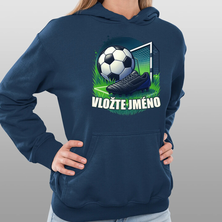 Fotbal (jméno) - míč a hřiště - dámská mikina s potiskem - personalizovaný produkt