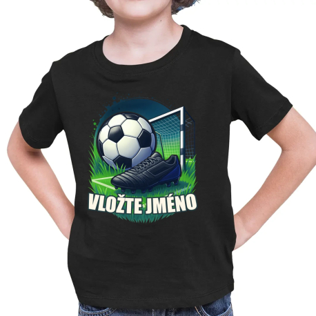 Fotbal (jméno) - míč a hřiště - dětské tričko s potiskem - personalizovaný produkt