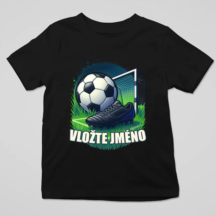 Fotbal (jméno) - míč a hřiště - dětské tričko s potiskem - personalizovaný produkt