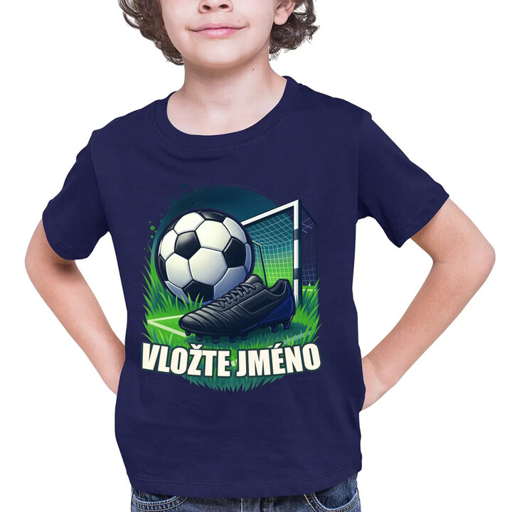 Fotbal (jméno) - míč a hřiště - dětské tričko s potiskem - personalizovaný produkt