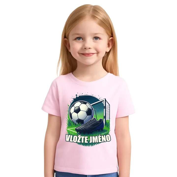 Fotbal (jméno) - míč a hřiště - dětské tričko s potiskem - personalizovaný produkt