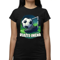 Fotbal (jméno) - míč a hřiště  - dámské tričko s potiskem - personalizovaný produkt