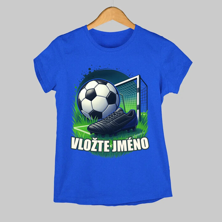 Fotbal (jméno) - míč a hřiště  - dámské tričko s potiskem - personalizovaný produkt