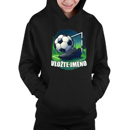 Fotbal (jméno) - míč a hřiště - dětská mikina s kapucí - personalizovaný produkt