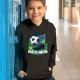 Fotbal (jméno) - míč a hřiště - dětská mikina s kapucí - personalizovaný produkt