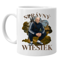 Správný Wiesiek - Geralt v teplákové soupravě - hrnek s potiskem