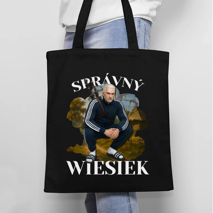 Správný Wiesiek - Geralt v teplákové soupravě - taška s potiskem