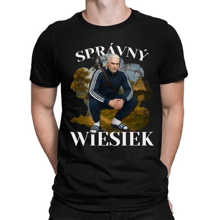 Správný Wiesiek - Geralt v teplákové soupravě - pánské tričko s potiskem