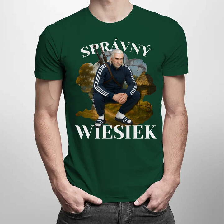 Správný Wiesiek - Geralt v teplákové soupravě - pánské tričko s potiskem