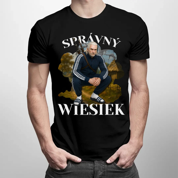 Správný Wiesiek - Geralt v teplákové soupravě - pánské tričko s potiskem