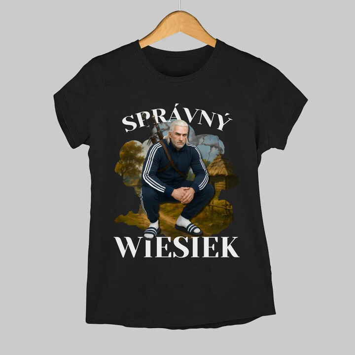 Správný Wiesiek - Geralt v teplákové soupravě  - dámské tričko s potiskem