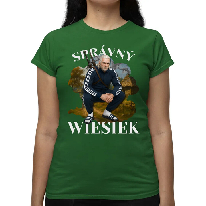 Správný Wiesiek - Geralt v teplákové soupravě  - dámské tričko s potiskem