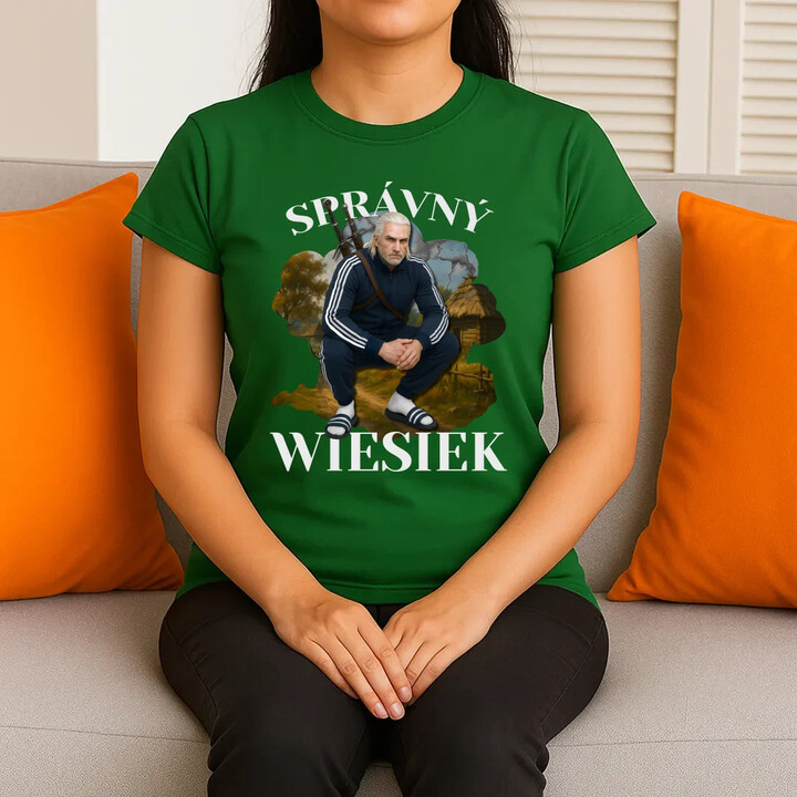 Správný Wiesiek - Geralt v teplákové soupravě  - dámské tričko s potiskem