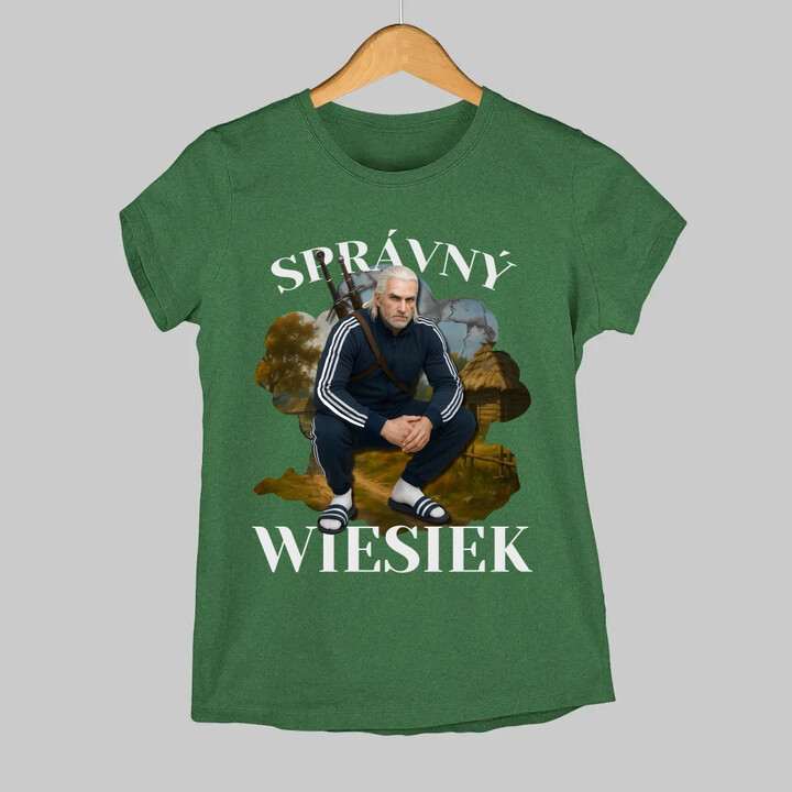Správný Wiesiek - Geralt v teplákové soupravě  - dámské tričko s potiskem