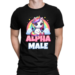 Alpha male - jednorožec s duhou - pánské tričko s potiskem