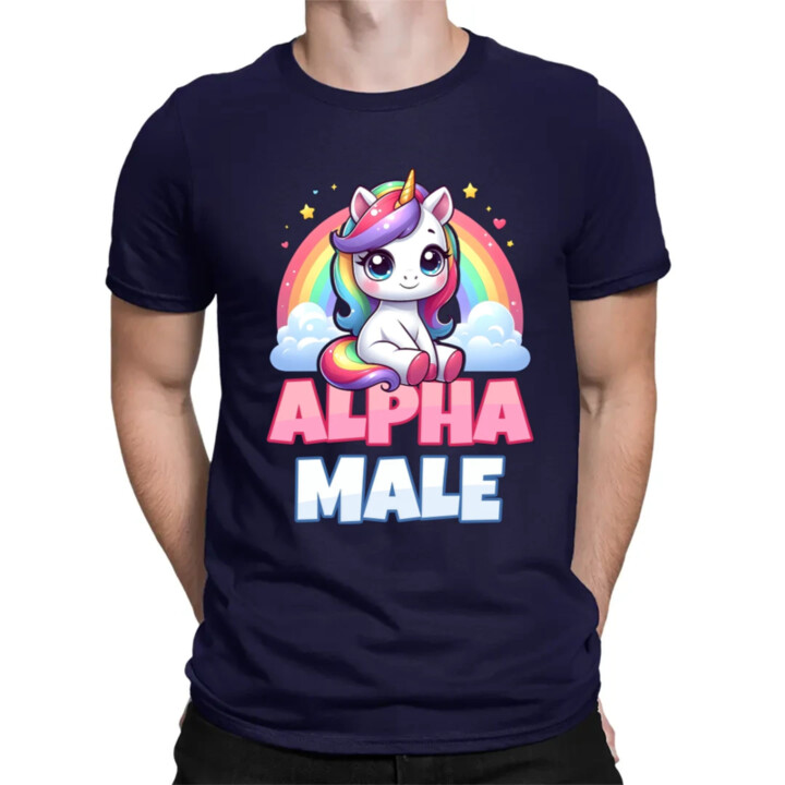Alpha male - jednorožec s duhou - pánské tričko s potiskem