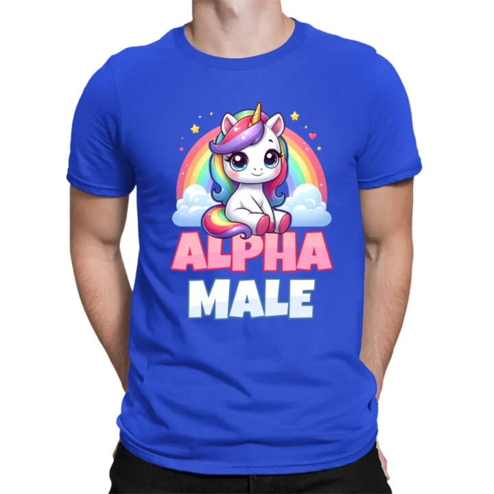 Alpha male - jednorožec s duhou - pánské tričko s potiskem