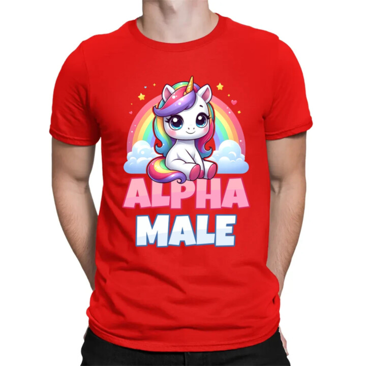 Alpha male - jednorožec s duhou - pánské tričko s potiskem