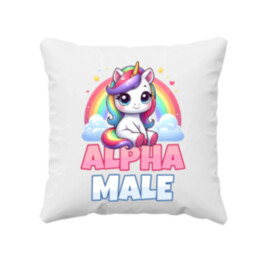 Alpha male - jednorožec s duhou - polštář s potiskem