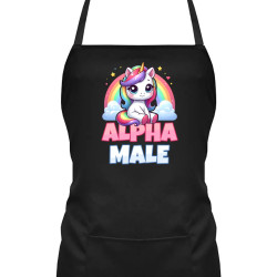 Alpha male - jednorožec s duhou - zástěra s potiskem