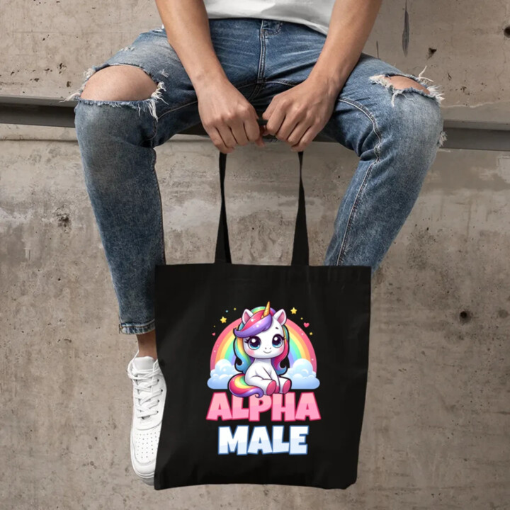Alpha male - jednorožec s duhou - taška s potiskem