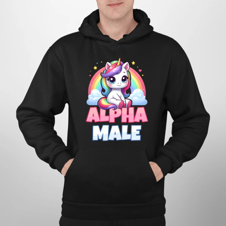 Alpha male - jednorožec s duhou - pánská mikina s potiskem