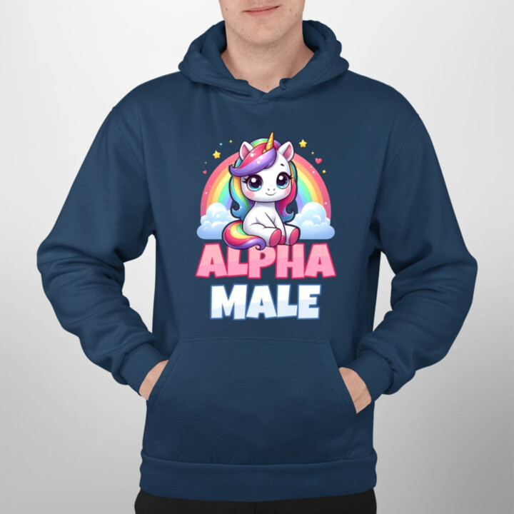 Alpha male - jednorožec s duhou - pánská mikina s potiskem