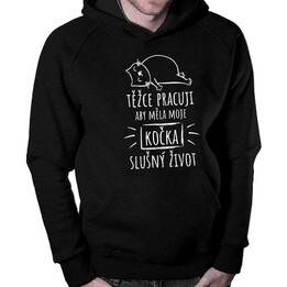Těžce pracuji - kočka - pánská mikina s potiskem