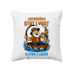 Zachraňuji ryby z vody a pivo z láhví v2 - polštář s potiskem