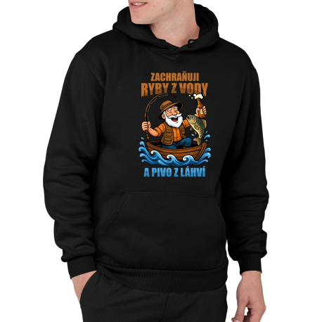 Zachraňuji ryby z vody a pivo z láhví v2 - pánská mikina s potiskem