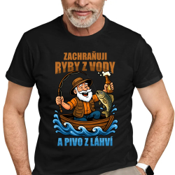 Zachraňuji ryby z vody a pivo z láhví v2 - pánské tričko s potiskem