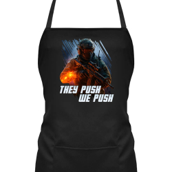 They push, we push - zástěra s potiskem pro fanoušky hry Battlefield