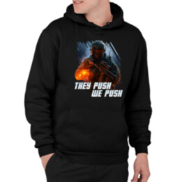 They push, we push - pánská mikina s potiskem pro fanoušky hry Battlefield