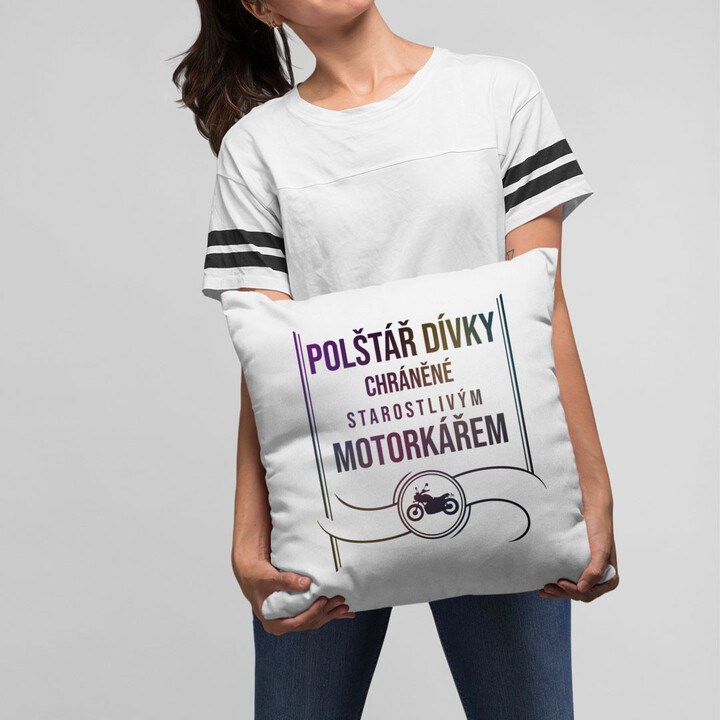 Polštář dívky chráněné starostlivým motorkářem - polštář