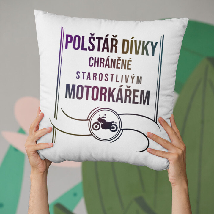 Polštář dívky chráněné starostlivým motorkářem - polštář