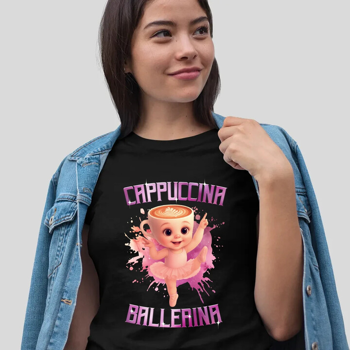 Cappuccina Ballerina Baby - Italian Brainrot - balerína šálek  - dámské tričko s potiskem