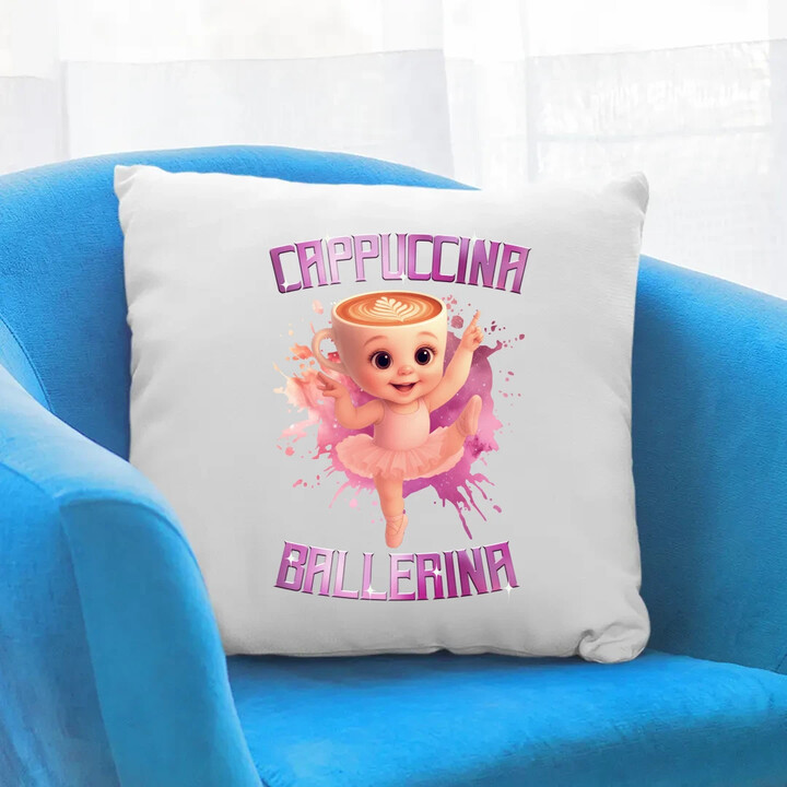 Cappuccina Ballerina Baby - Italian Brainrot - balerína šálek - polštář s potiskem