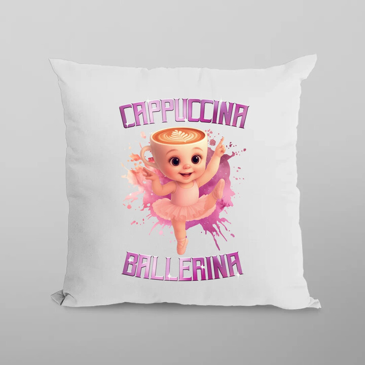 Cappuccina Ballerina Baby - Italian Brainrot - balerína šálek - polštář s potiskem