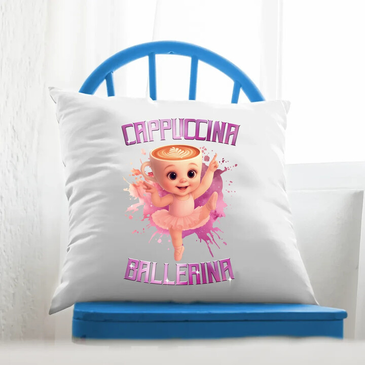 Cappuccina Ballerina Baby - Italian Brainrot - balerína šálek - polštář s potiskem