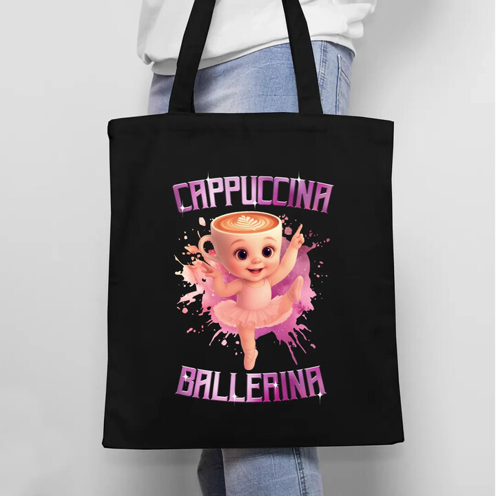 Cappuccina Ballerina Baby - Italian Brainrot - balerína šálek - taška s potiskem