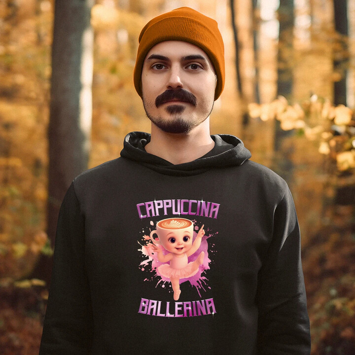 Cappuccina Ballerina Baby - Italian Brainrot - balerína šálek - pánská mikina s potiskem
