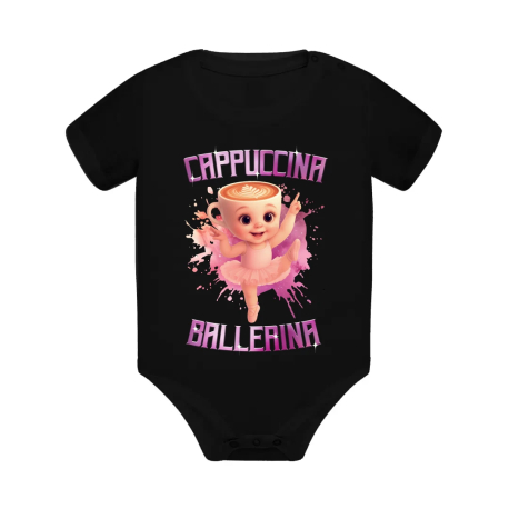 Cappuccina Ballerina Baby - Italian Brainrot - balerína šálek - dětské body s potiskem