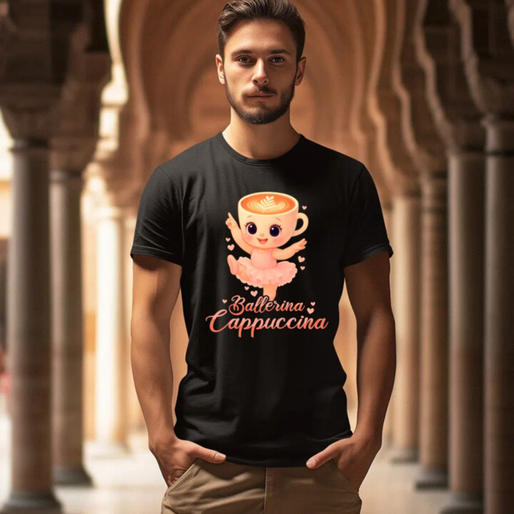 Cappuccina Ballerina Baby V2 - Italian Brainrot - balerína šálek - dětské tričko s potiskem - pánské tričko s potiskem